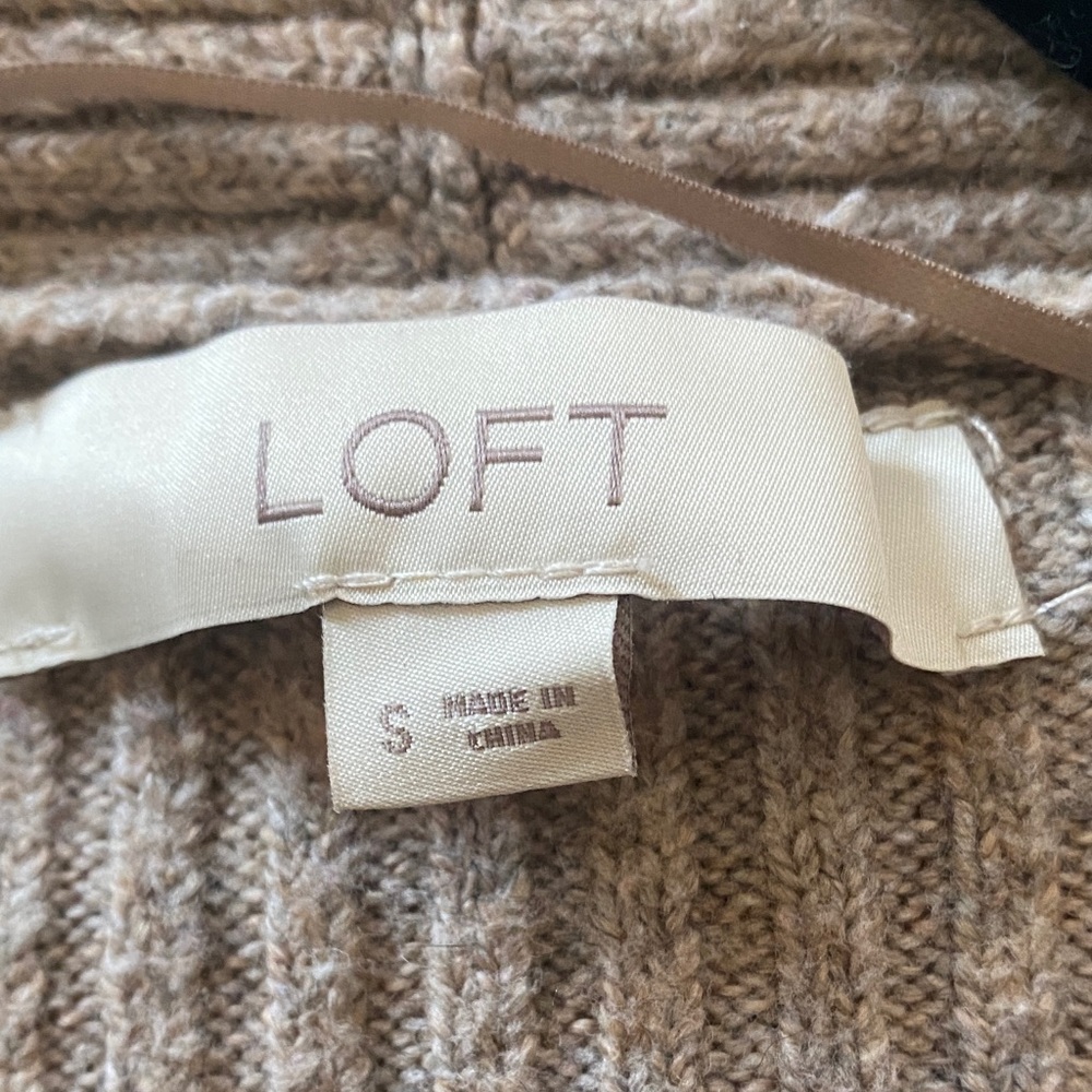LOFT Long Colorblock Ribbed Open Front Cardigan Sweater Small - Picture 9 of 12